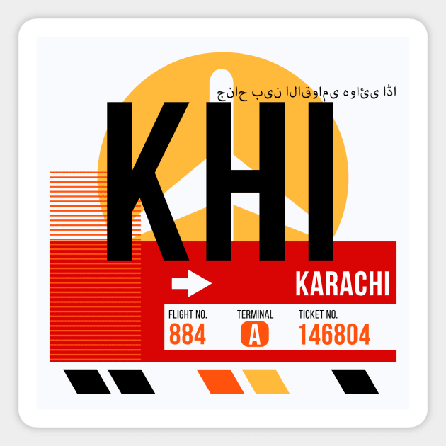 Karachi (KHI) Airport // Sunset Baggage Tag Magnet by Now Boarding